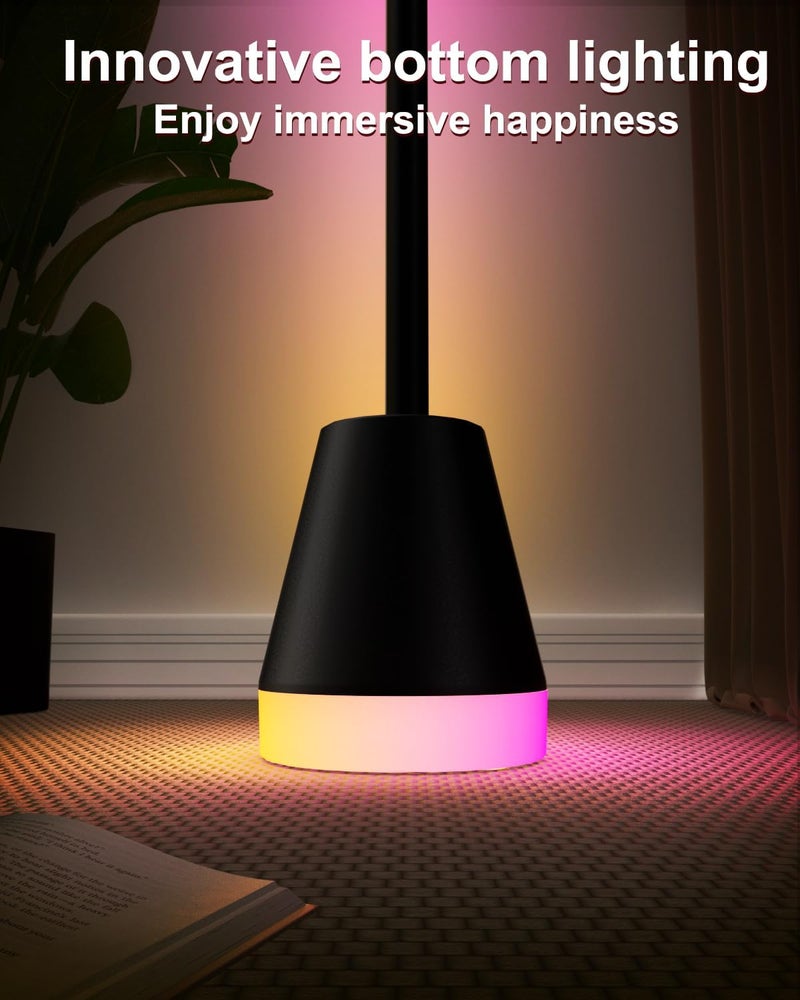 Keepsmile Smart RGB LED Corner Floor Lamp,Bright Tall Standing Lamps with APP and Remote,Modern Floor Lamp with Music Sync and 16 Million Colors, Ambient Lighting for Living Room Matte Black 2 Pack - Image 2